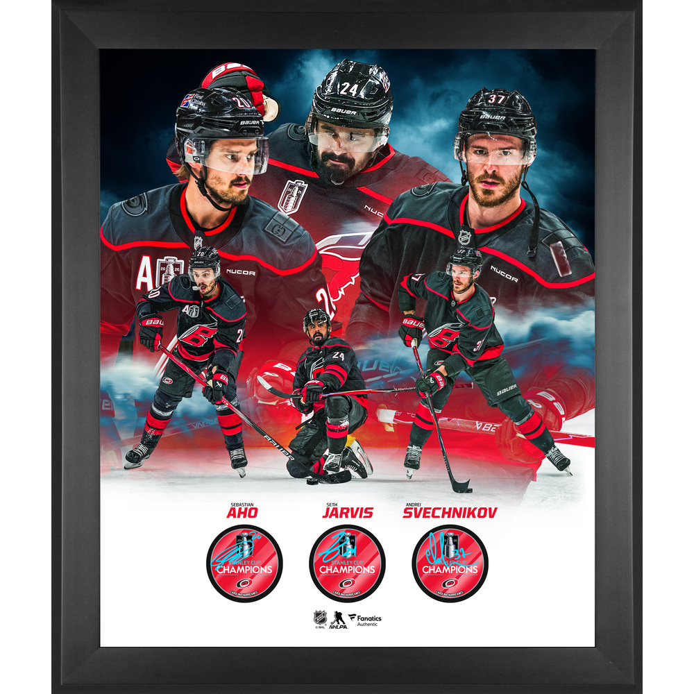 Carolina Hurricanes Framed Autographed 2026 Stanley Cup Champions 3-Puck Shadowbox with Pucks - Limited Edition #1 of 500
