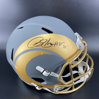 HOF - Rams Isaac Bruce Signed Replica Slate Speed Helmet with HOF 20 Ins...