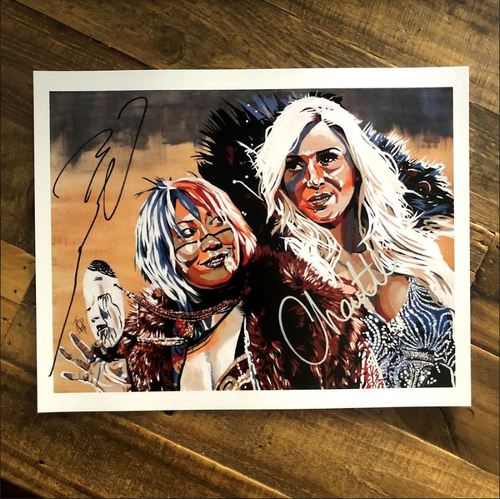 Charlotte Flair & Asuka SIGNED 11 x 14 Rob Schamberger Print