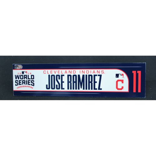 Game-Used Locker Name Plate - 2016 World Series Games 3, 4, 5 - Cleveland Indians vs. Chicago Cubs - Jose Ramirez (Cleveland Indians)