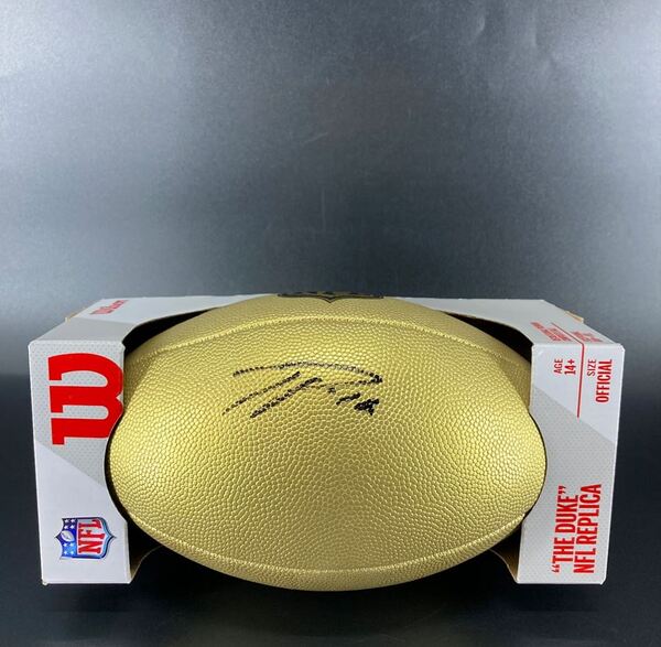 NFL - Patriots Ja'Lynn Polk Signed Gold Composite Football
