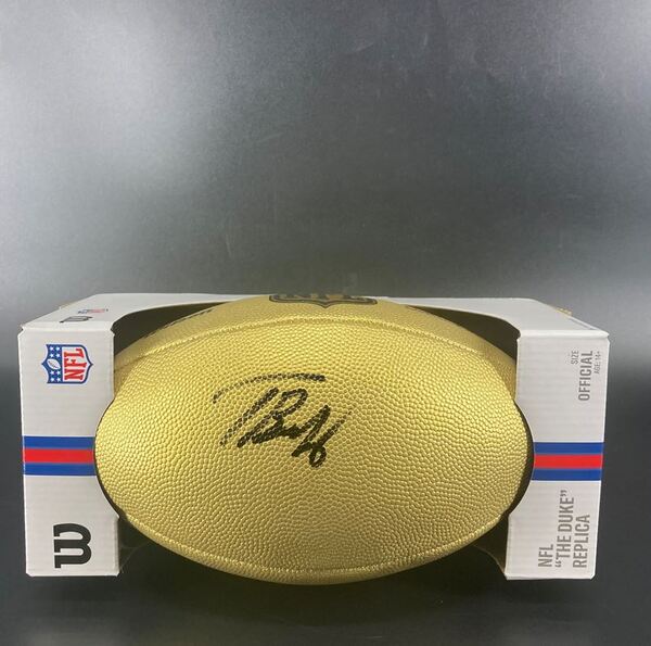 NFL - Cowboys Tyler Booker Signed Gold Composite Football