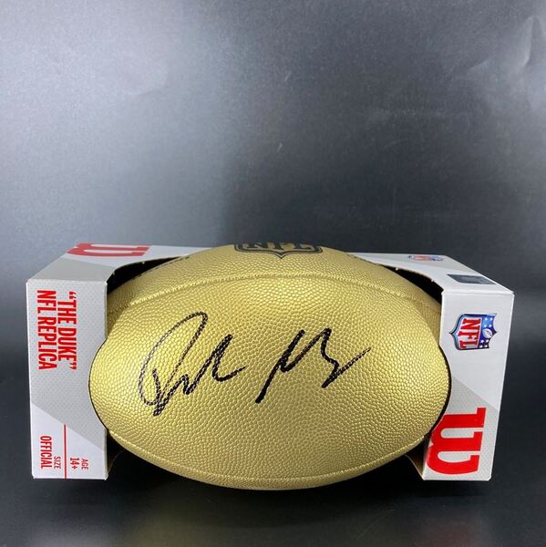NFL - Patriots  Drake Maye  Signed Gold Composite Football
