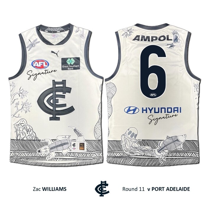 Photo of Zac Williams #6 Carlton 2026 Indigenous Clash Guernsey