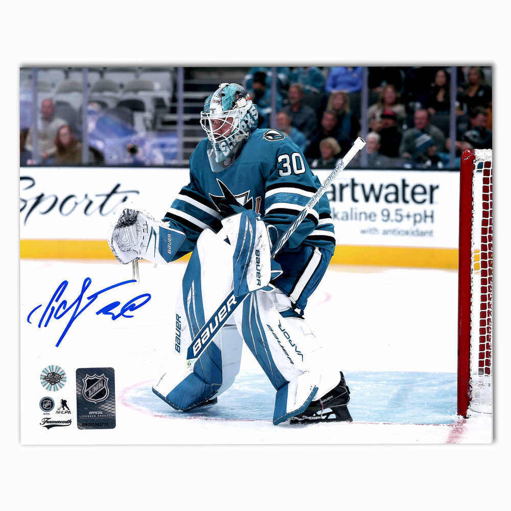 Yaroslav Askarov Autographed San Jose Sharks Home 8x10 Horizontal Photo (2)