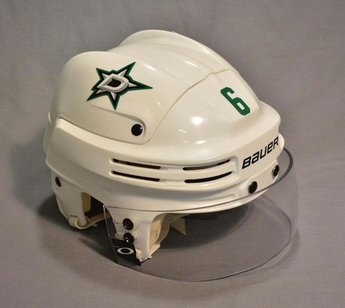 Image of Daley, Trevor<br>Dallas Stars<br>White, Bauer Helmet w/ Oakley Shield<br>#6