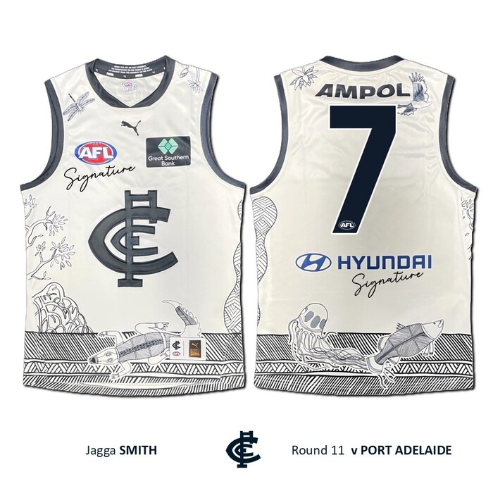Photo of Jagga Smith #7 Carlton 2026 Indigenous Clash Guernsey