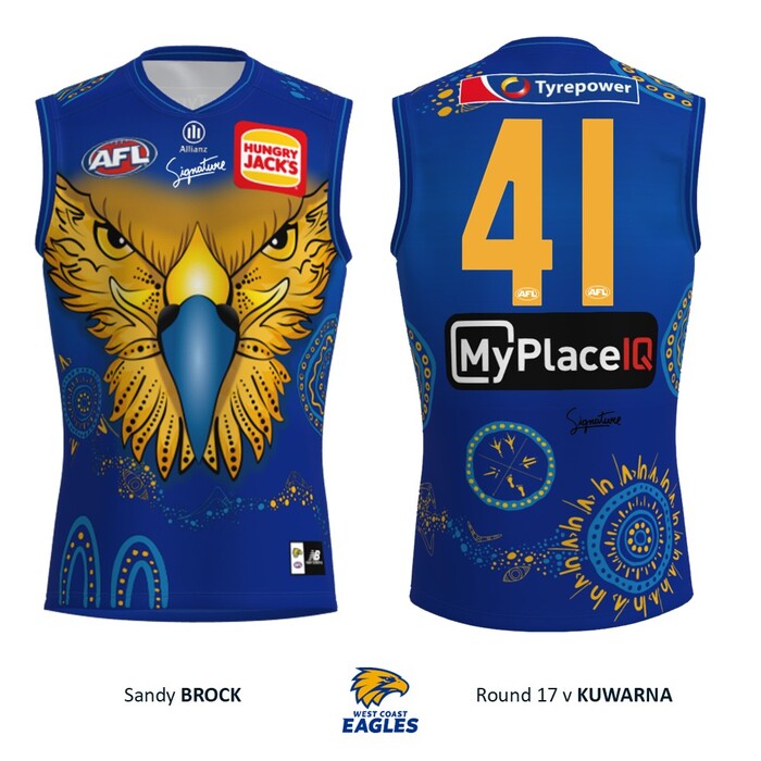 Photo of Sandy Brock #41 West Coast Eagles 2026 First Nations Player-Issue Guernsey
