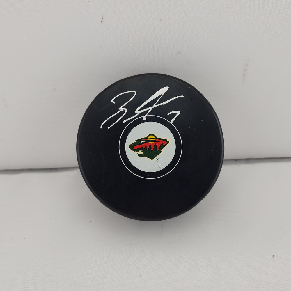 Brock Faber Autographed Minnesota Wild Hockey Puck