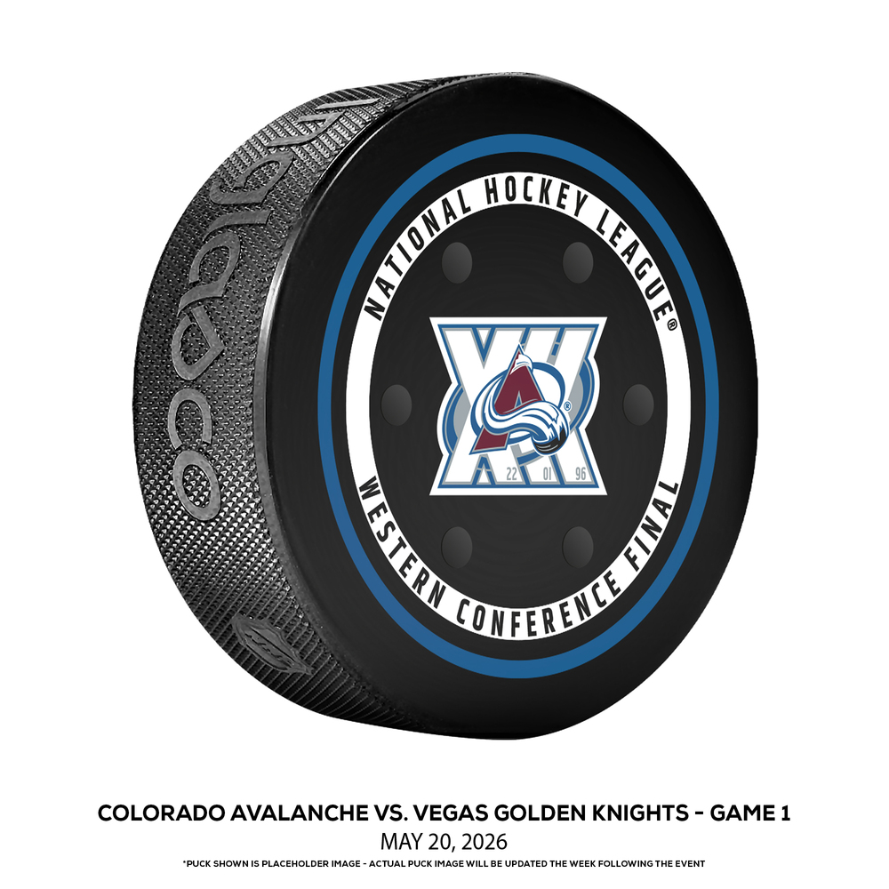 Vegas Golden Knights vs. Colorado Avalanche Game-Used Puck from Game 1 of the Western Conference Finals of the 2026 Stanley Cup Playoffs on May 20, 2026