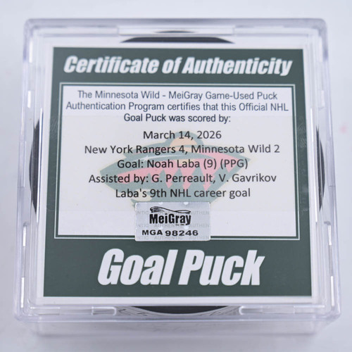Image of Laba, Noah - New York Rangers - March 14, 2026 at Minnesota Wild (Wild's 25th Anniversary Logo)