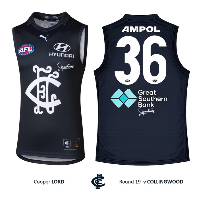 Photo of Cooper Lord #36 Carlton 2026 Heritage Guernsey