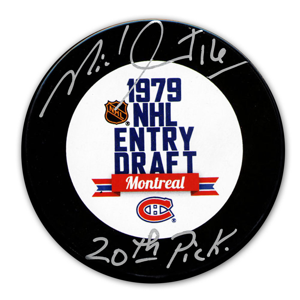 Michel Goulet 1979 NHL Draft Day 20th Pick Autographed Puck Quebec Nordiques