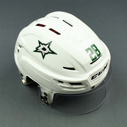 Image of Johns, Stephen<br>Dallas Stars<br>White, CCM Helmet w/ Oakley Shield<br>#28