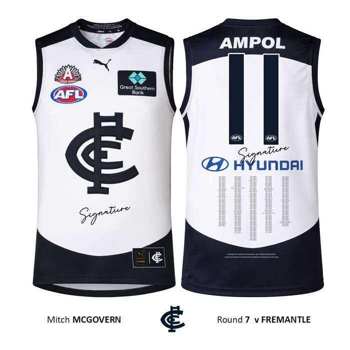 Photo of Mitch McGovern #11 Carlton 2026 ANZAC Day Match Guernsey