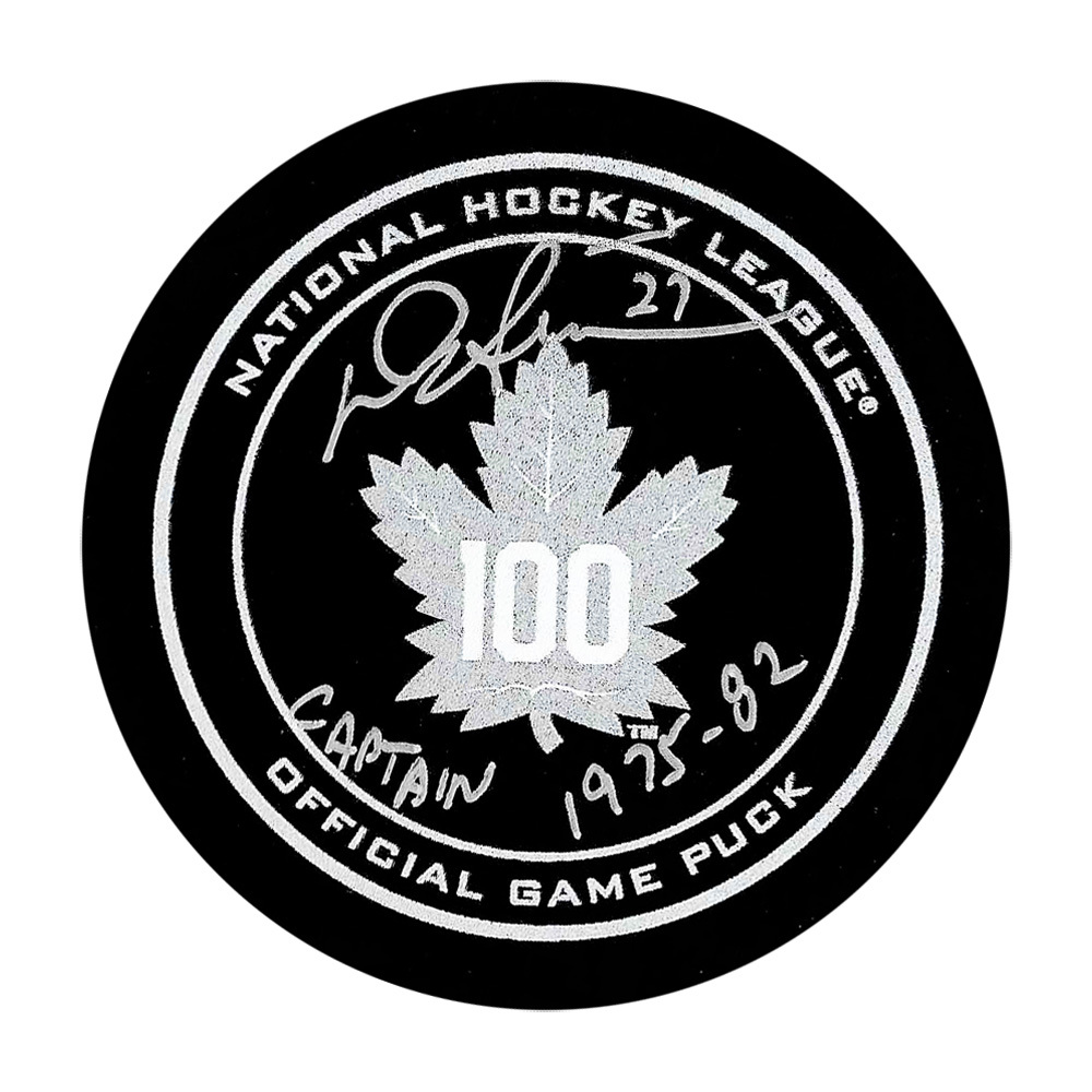 Darryl Sittler Autographed Toronto Maple Leafs Centennial Official Game Puck w/CAPTAIN 1975-82 Inscription