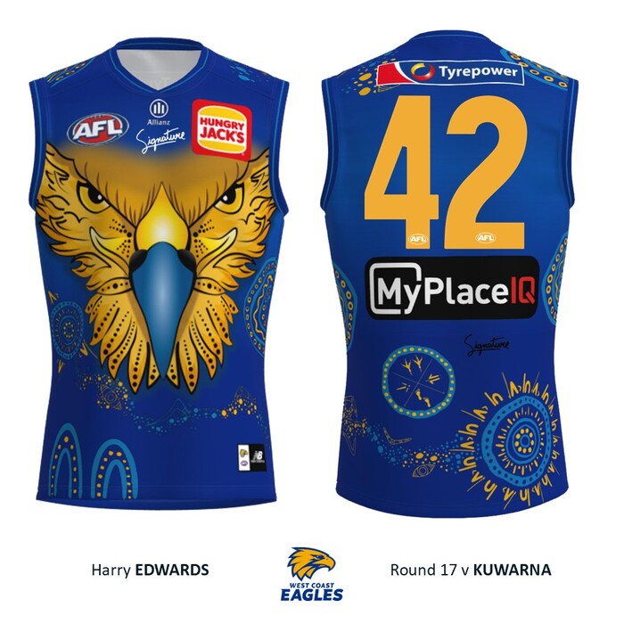 Photo of Harry Edwards #42 West Coast Eagles 2026 First Nations Player-Issue Guernsey