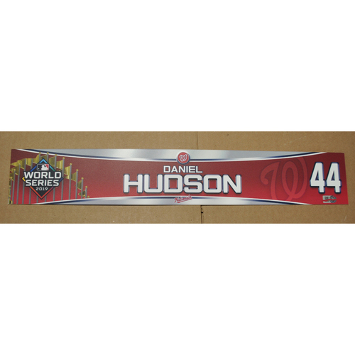 Game-Used Locker Name Plate - 2019 World Series Games 3, 4, 5 - Houston Astros vs. Washington Nationals - Daniel Hudson (Washington Nationals)