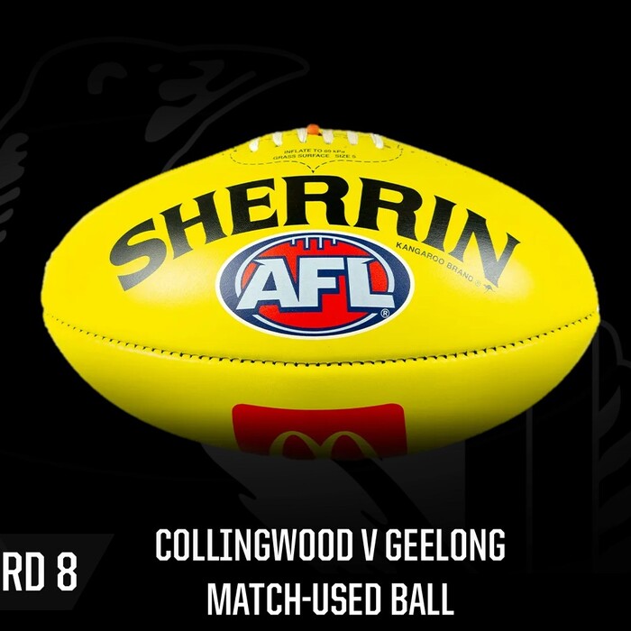Photo of Collingwood 2025 Game Used Ball - Round 8 v Geelong Cats