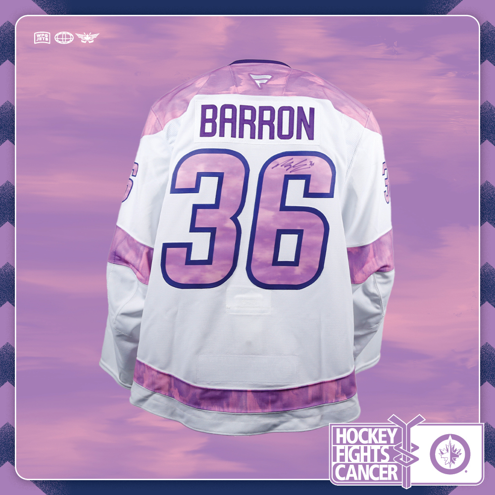 Morgan Barron #36 Team Issued Limited Edition Autographed Hockey Fights Cancer Jersey