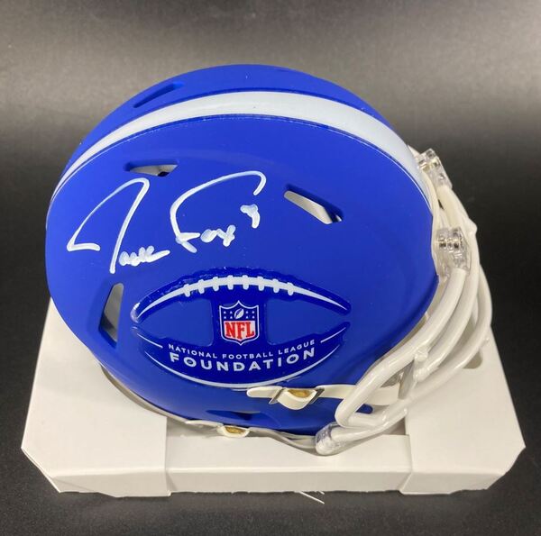 NFL - Lions Jack Fox Signed Mini Helmet with NFL Foundation Logo