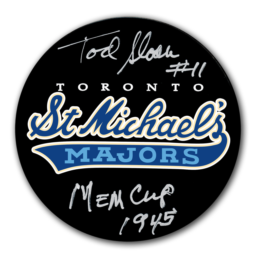 Tod Sloan Toronto St. Michaels Majors 1945 Memorial Cup Autographed Puck