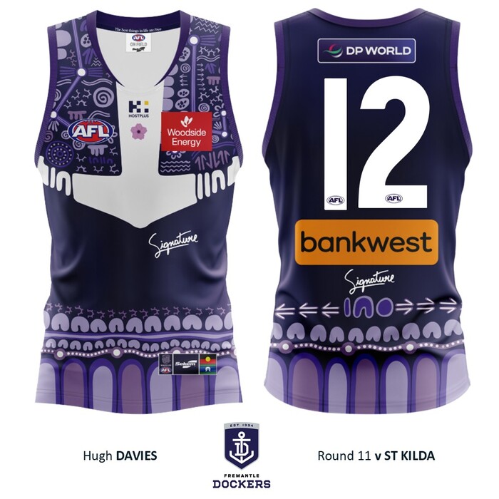 Photo of Hugh Davies #12 Walyalup 2026 Indigenous Home Guernsey