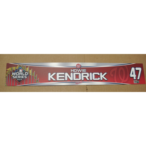 Game-Used Locker Name Plate - 2019 World Series Games 3, 4, 5 - Houston Astros vs. Washington Nationals - Howie Kendrick (Washington Nationals)