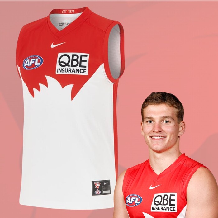 Photo of Angus Sheldrick #12 2025 Sydney Swans Home Guernsey