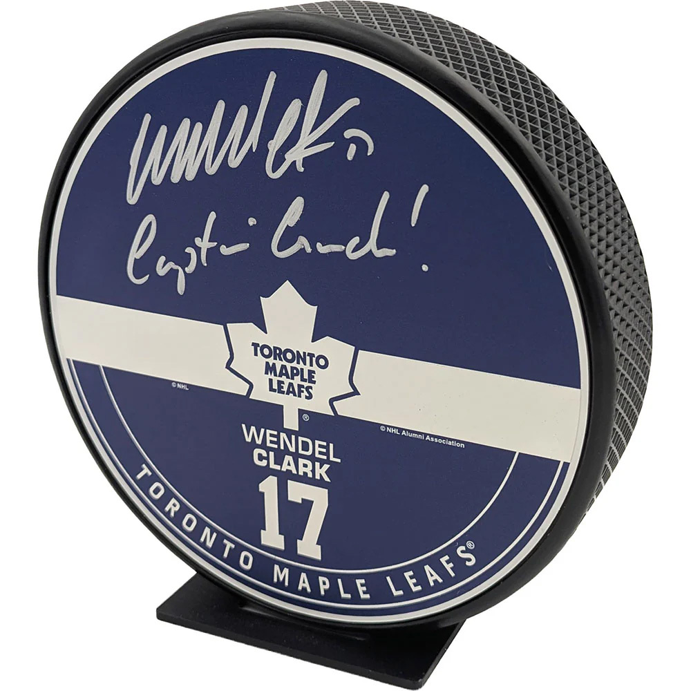 Wendel Clark Autographed Toronto Maple Leafs 8-Inch Mega Puck w/CAPTAIN CRUNCH Inscription