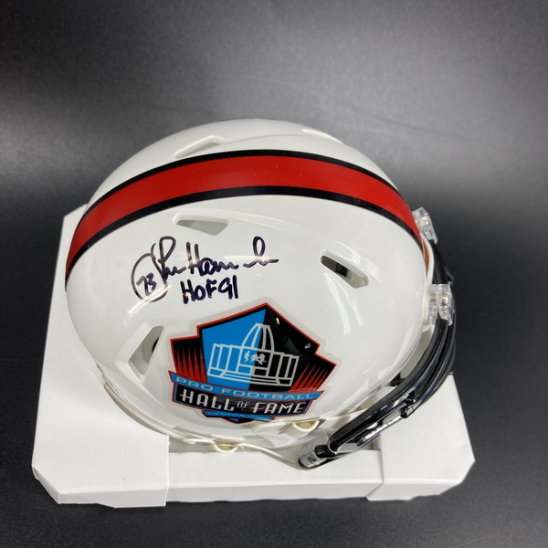 HOF - Patriots John Hannah Signed HOF Mini Helmet