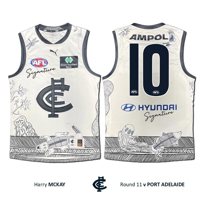 Photo of Harry McKay #10 Carlton 2026 Indigenous Clash Guernsey