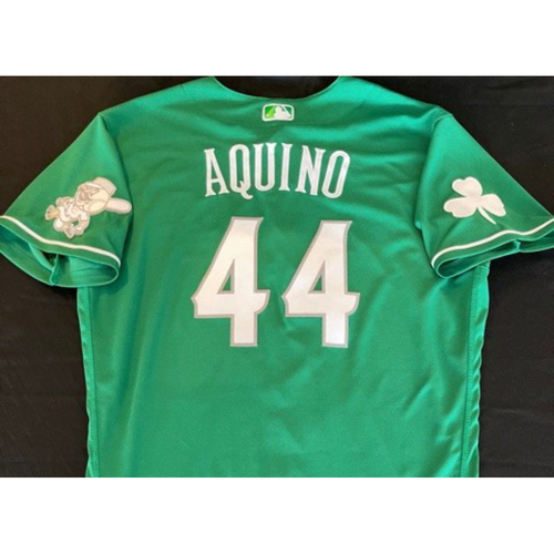 Aristides Aquino -- Game-Used Jersey -- 2021 St. Patrick's Day Game -- Size: 46 | Cincinnati 