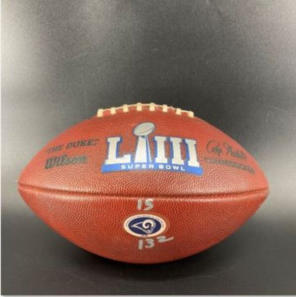 NFL - Super Bowl LIII Game Used Football Rams Offense/Patriots Defense
