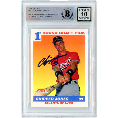 Chipper Jones Atlanta Braves Autographed 1991 Score #671 Beckett