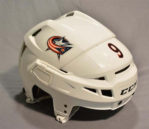 Image of Morin, Jeremy<br>Columbus Blue Jackets<br>White, CCM Helmet<br>#9