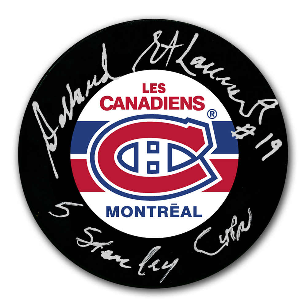 Dollard St. Laurent Montreal Canadiens 5 Stanley Cups Autographed Puck