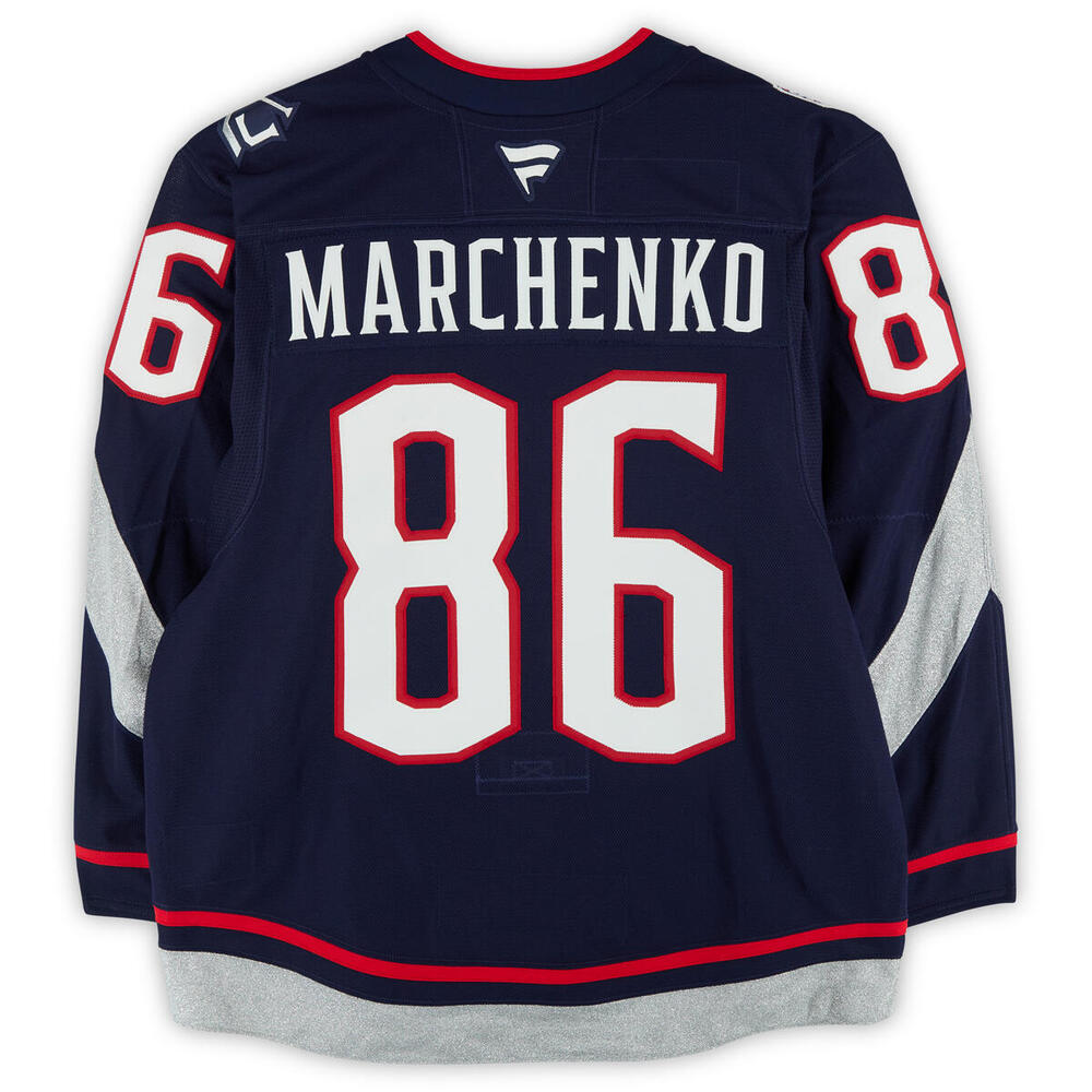 Marchenko 86 Kirill Marchenko Columbus Blue Jackets Game-Used #86 Jersey vs. Detroit ...