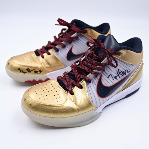 Image of Harris, Tyasha - Dallas Wings - Autographed Nike Kobe 4 Protro (Metallic Gold and Dark Obsidian) Shoes - 2025 WNBA Season