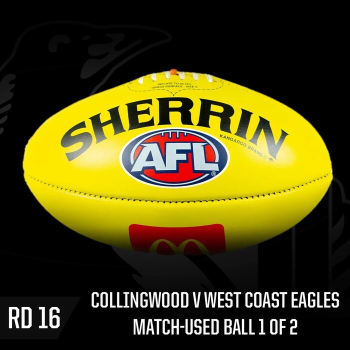Photo of Collingwood 2025 Game Used Ball - Round 16 v West Coast Eagles (1 of 2)