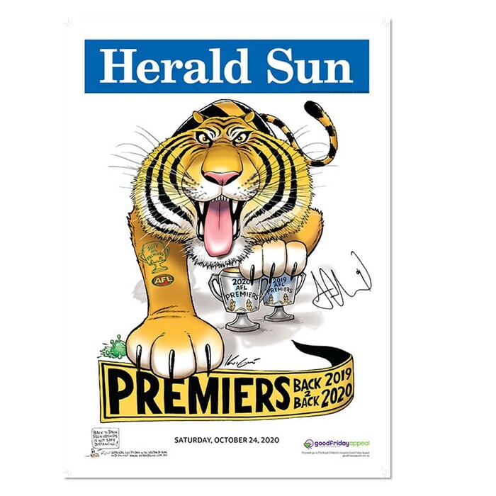 Richmond 2020 Premiers Trent Cotchin Mark Knight Signed Poster