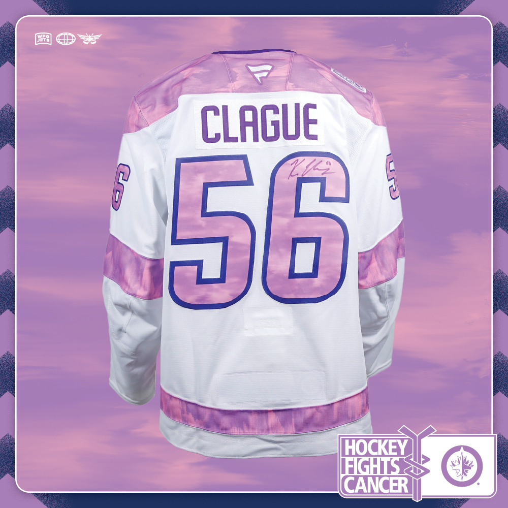 Kale Clague #56 Team Issued Limited Edition Autographed Hockey Fights Cancer Jersey