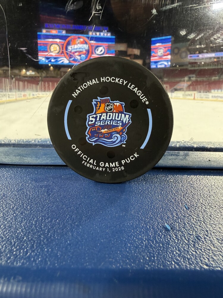 1st Period Game-Used Puck from the 2026 NHL Stadium Series Between the Tampa Bay Lightning and Boston Bruins on February 1, 2026