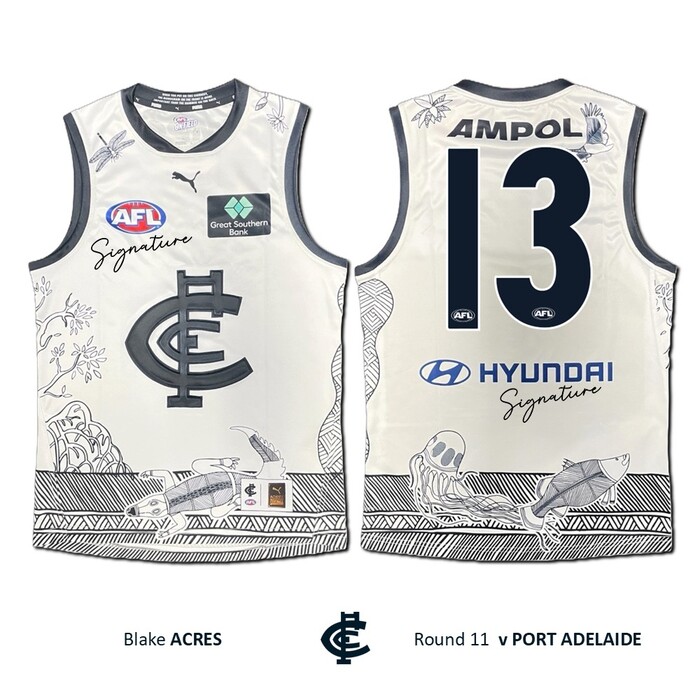 Photo of Blake Acres #13 Carlton 2026 Indigenous Clash Guernsey