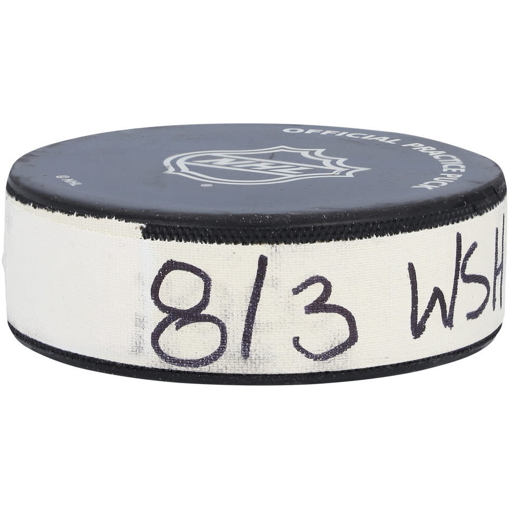 Tampa Bay Lightning vs. Washington Capitals Practice-Used Puck from 2020 Stanley Cup Playoffs Round Robin Game on August 3, 2020 - Used During Pregame Warm-Ups