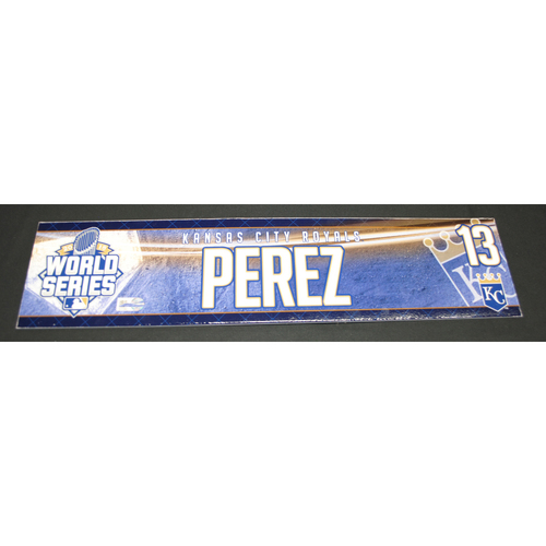 Game-Used Locker Name Plate - 2015 World Series Games 3, 4, 5 - Kansas City Royals vs. New York Mets - Salvador Perez (Kansas City Royals)