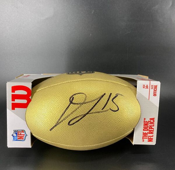 NFL - Vikings Dallas Turner Signed Gold Composite Football