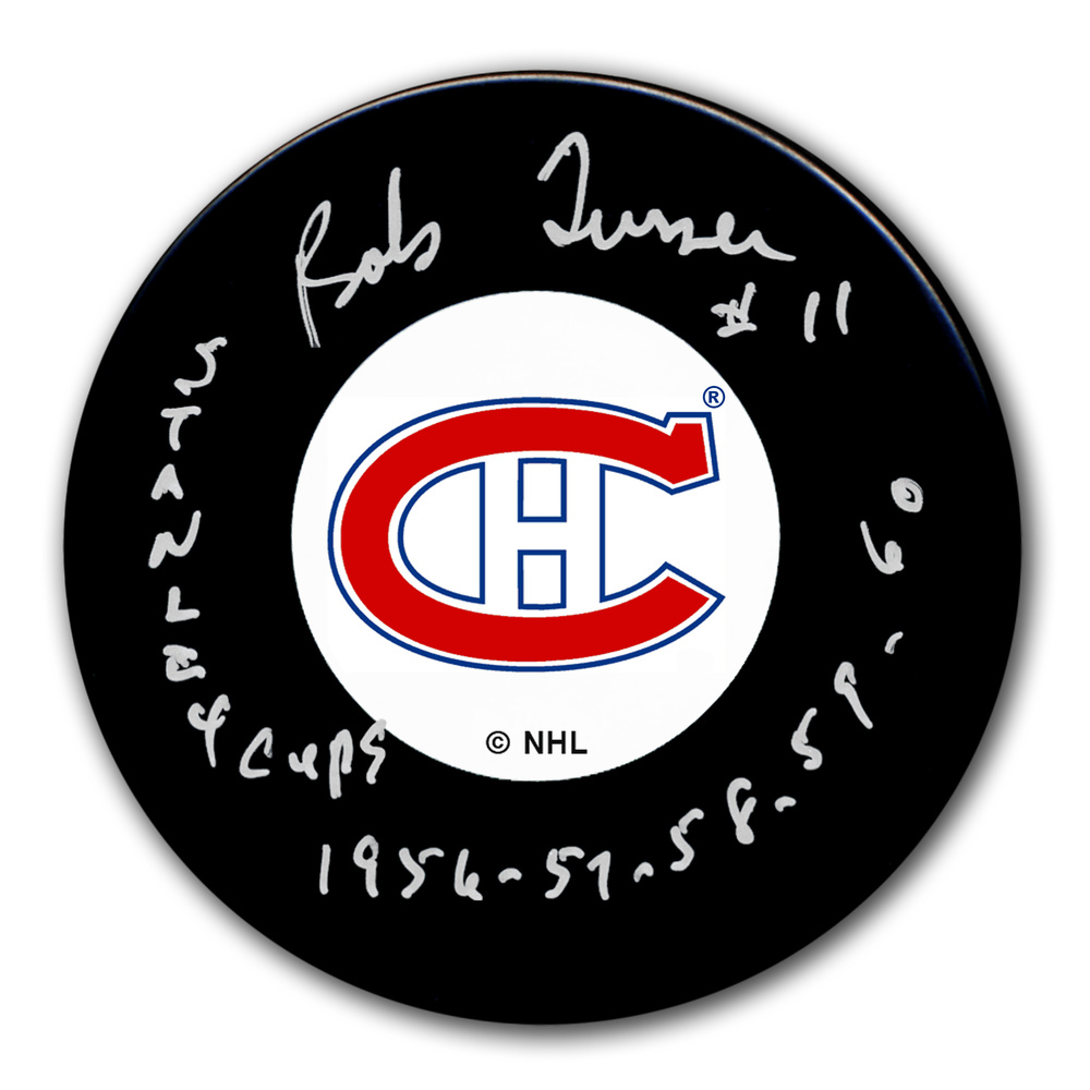 Bob Turner Montreal Canadiens SC Years Original 6 Autographed Puck