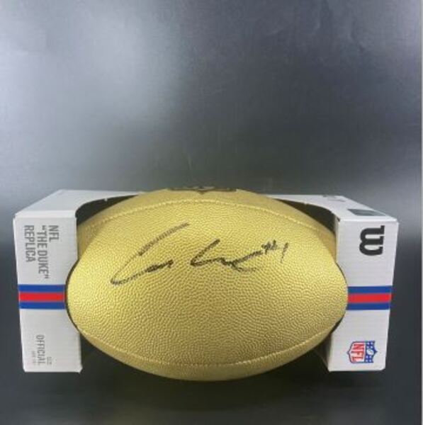 NFL - Titans Cam Ward Signed Gold Composite Football