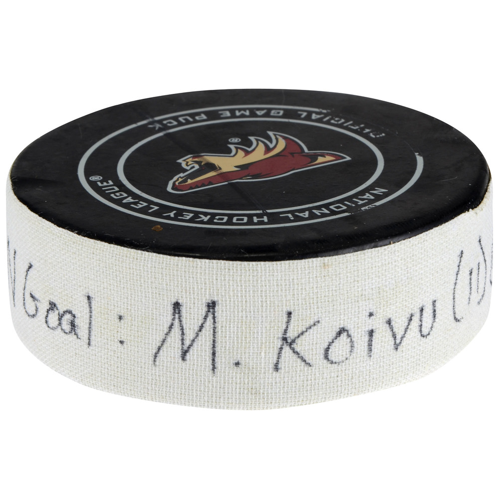 Mikko Koivu Minnesota Wild GameUsed Goal Puck From March 1, 2018 vs